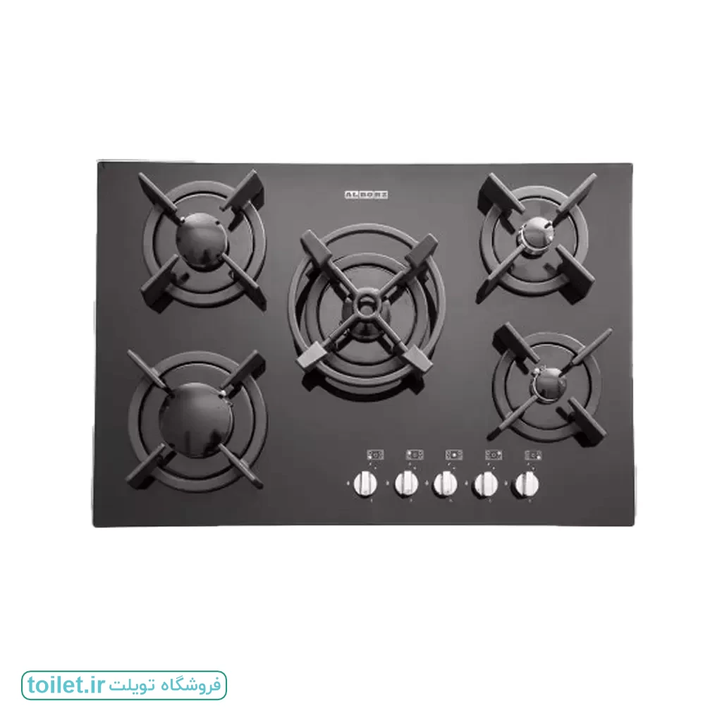 اجاق گاز پنج شعله شیشه ای استیل البرز مدل G5703 مشکی اجاق گاز پنج شعله شیشه ای استیل البرز مدل G5703 مشکی